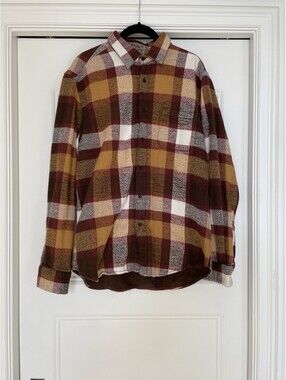 Portuguese Flannel Plaid Yellow Red Flannel Shirt Large